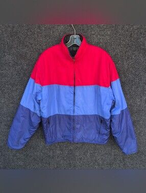 Vtg J Crew Oarsman Jacket Small Red Blue Color Block Primaloft Down Insulated